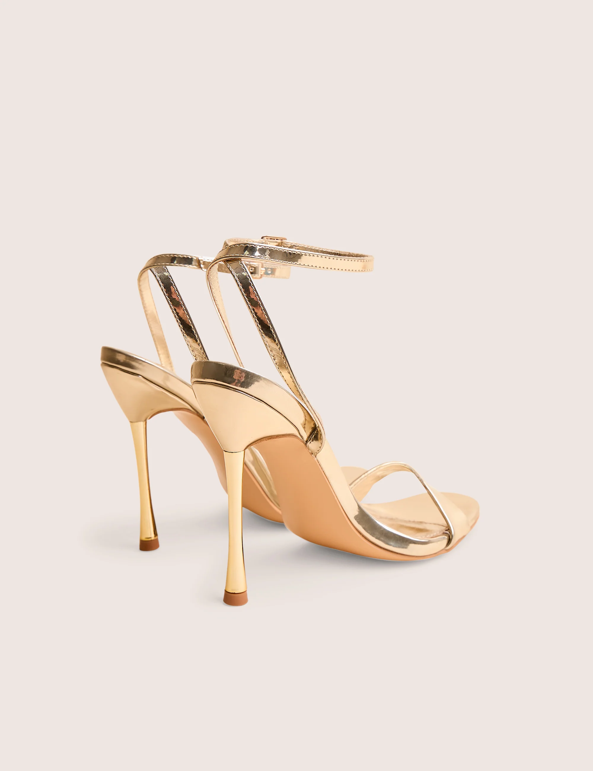 Soho Gold Metallic Barely There Strappy Stiletto Heels - Image 3