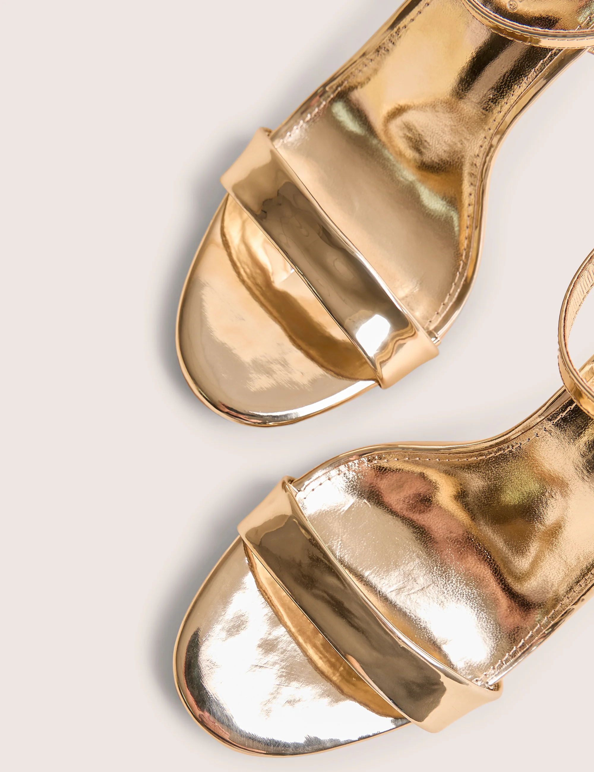 Soho Gold Metallic Barely There Strappy Stiletto Heels - Image 4