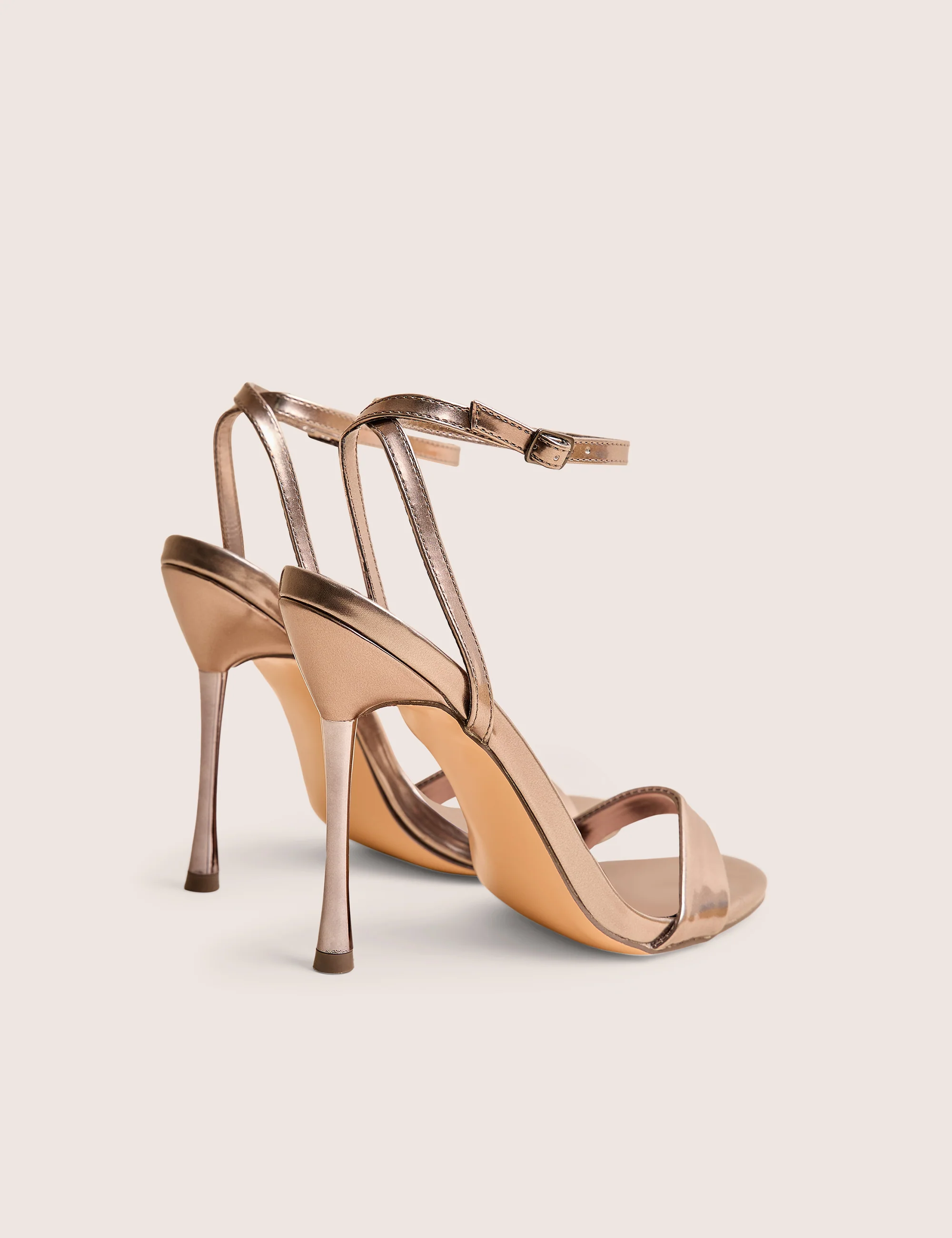 Soho Pewter Metallic Barely There Strappy Stiletto Heels - Image 3