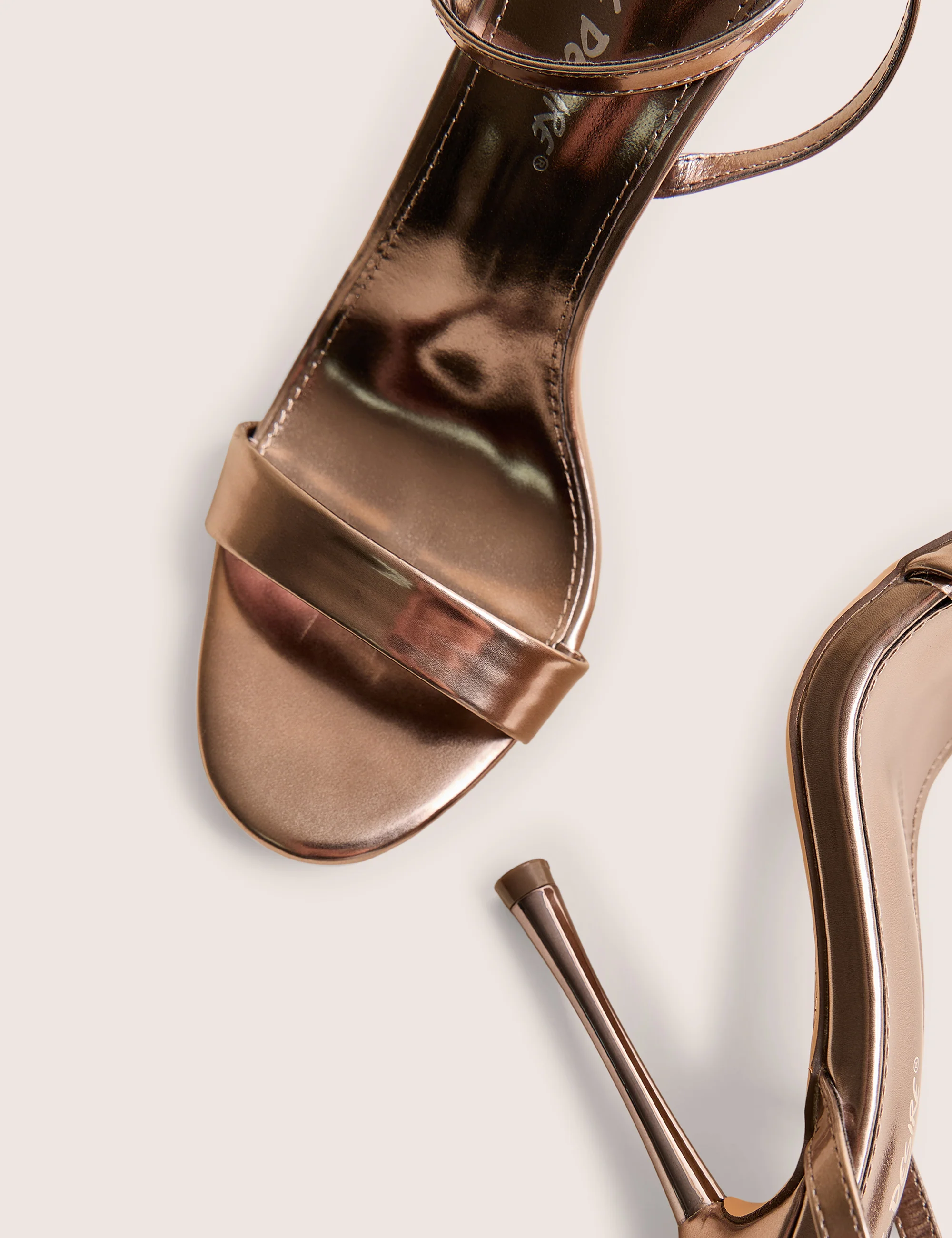 Soho Pewter Metallic Barely There Strappy Stiletto Heels - Image 4