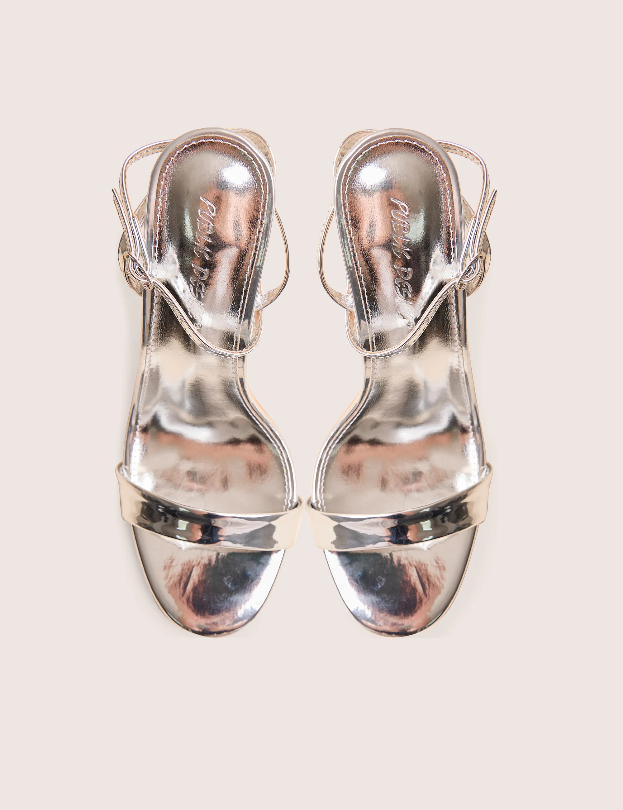 Soho Silver Metallic Barely There Strappy Stiletto Heels - Image 2