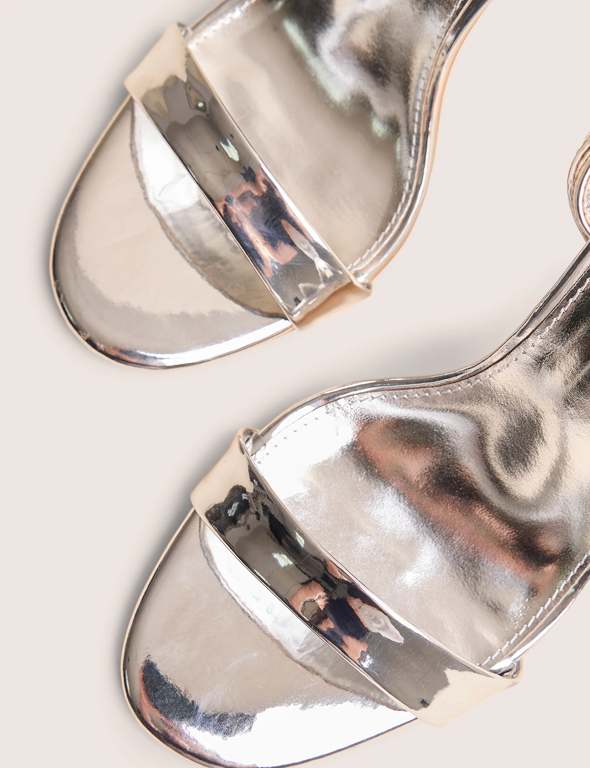Soho Silver Metallic Barely There Strappy Stiletto Heels - Image 4