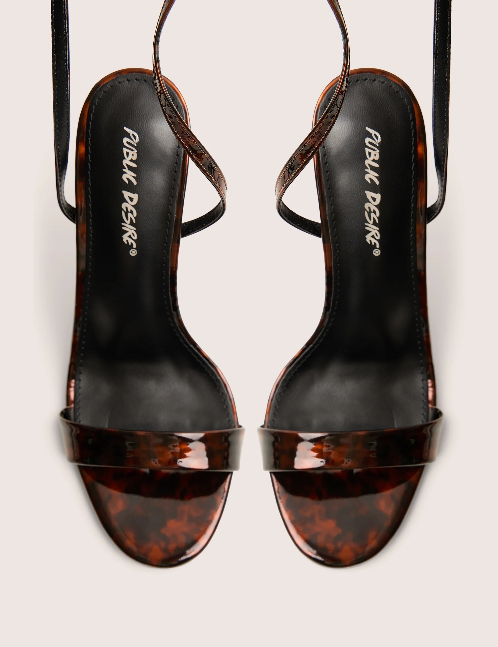 Soho Tortoise Print Barely There Strappy Stiletto Heels - Image 2