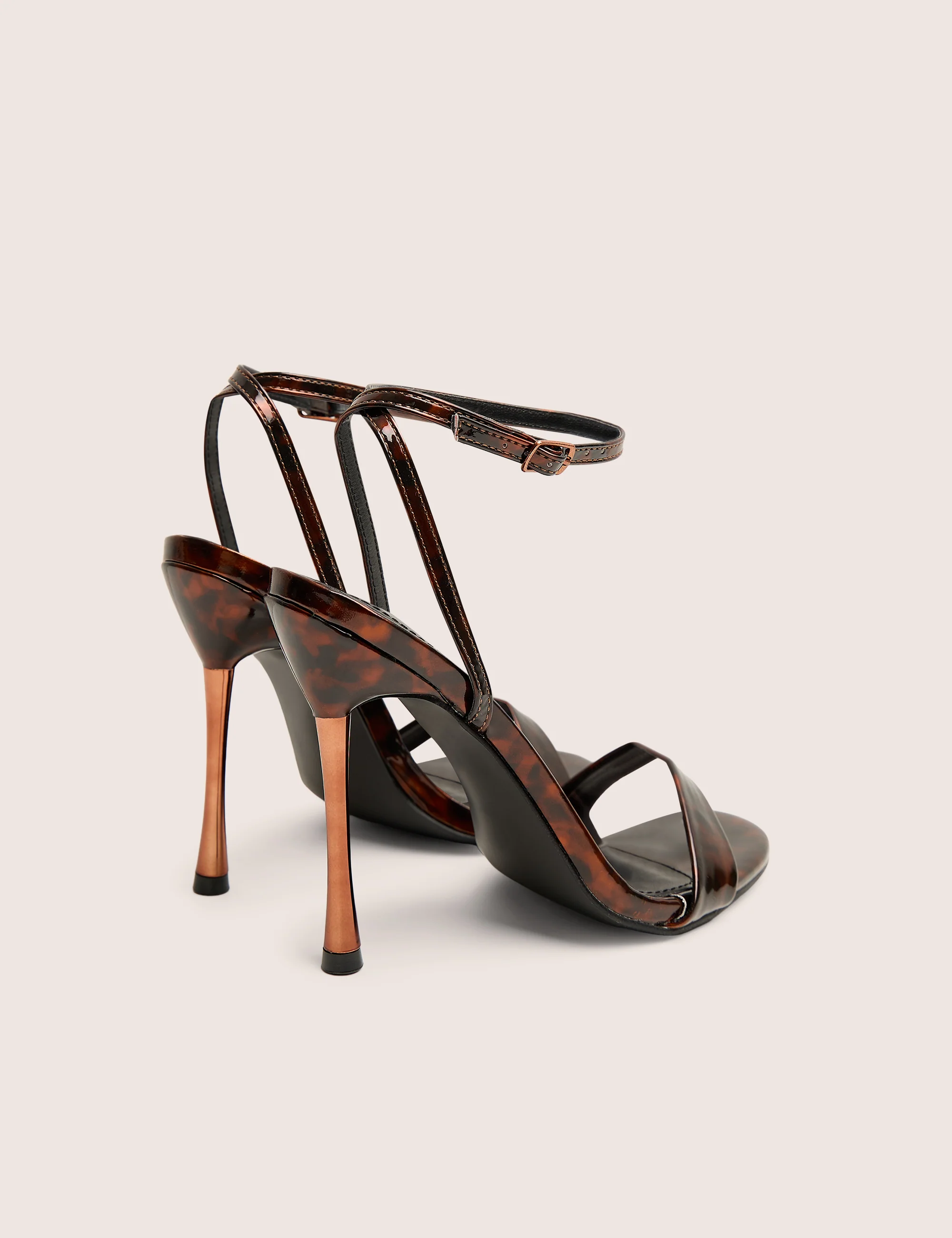 Soho Tortoise Print Barely There Strappy Stiletto Heels - Image 3