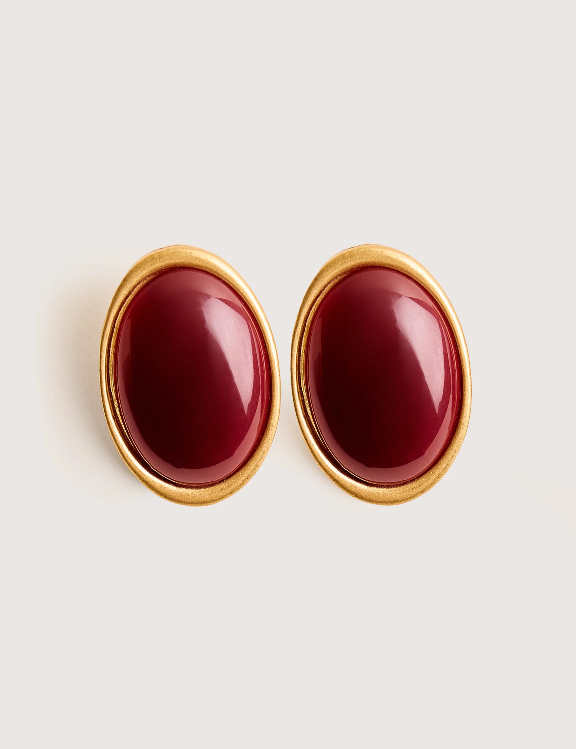 Statement Oversized Oval Studs Burgundy