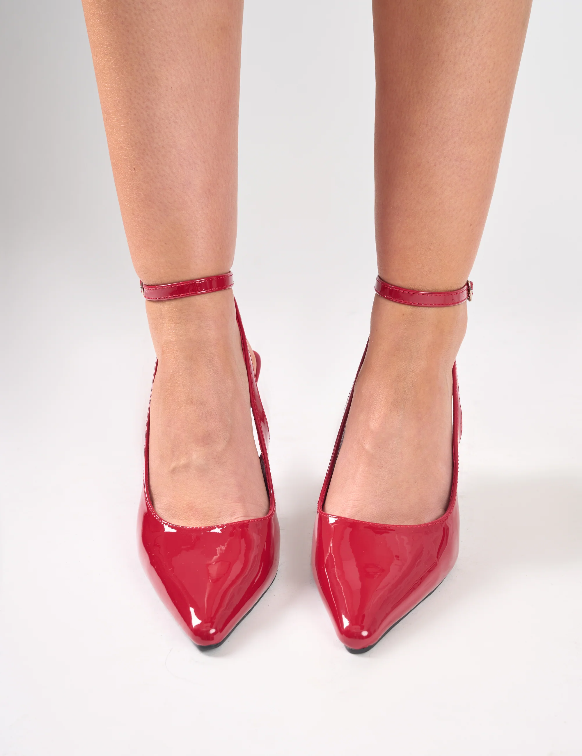 Sweet Talk Wide Fit Burgundy Ankle Strap Court Heels - Image 3