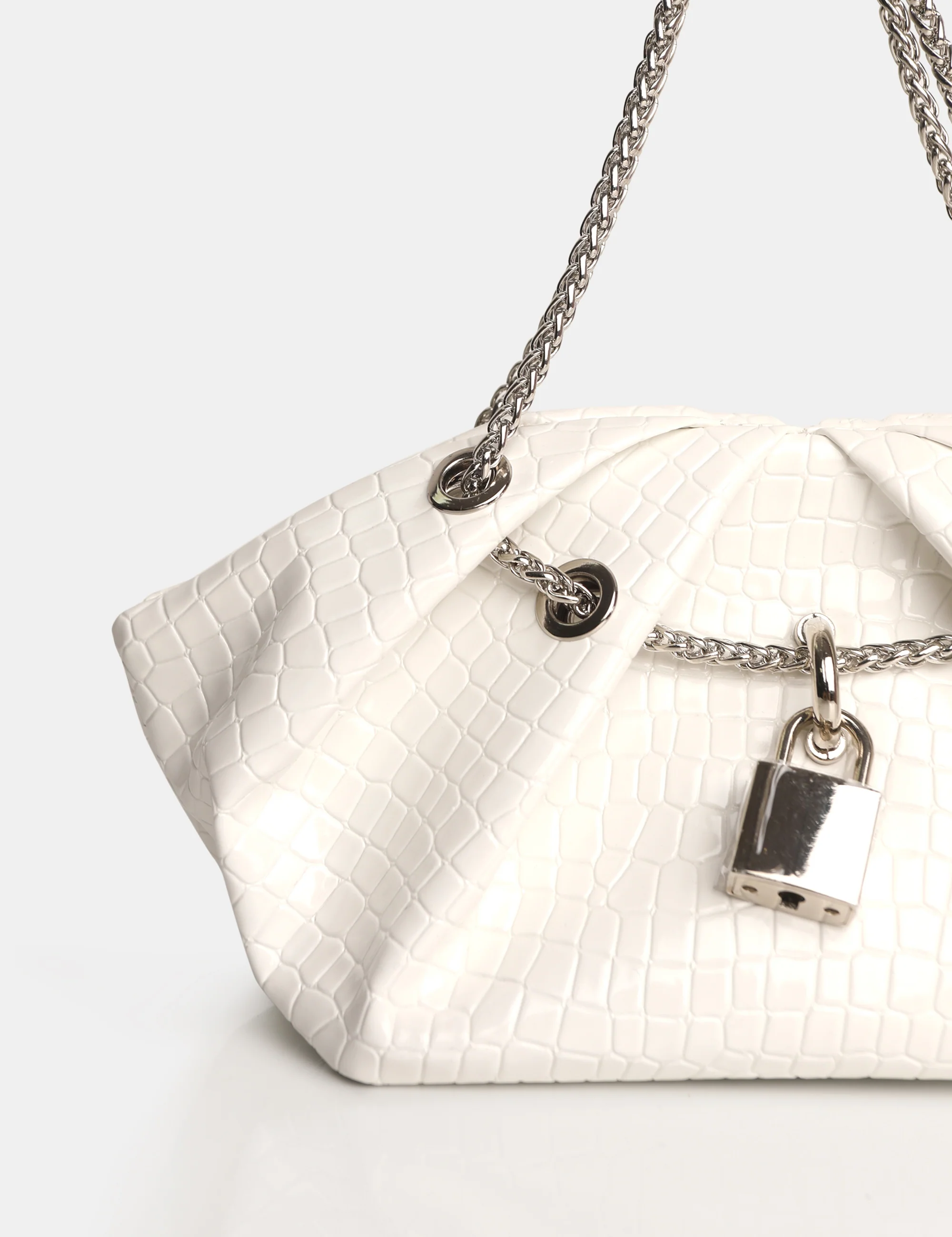 The Barbie White Croc Lock and Chain Mini Bag - Image 3