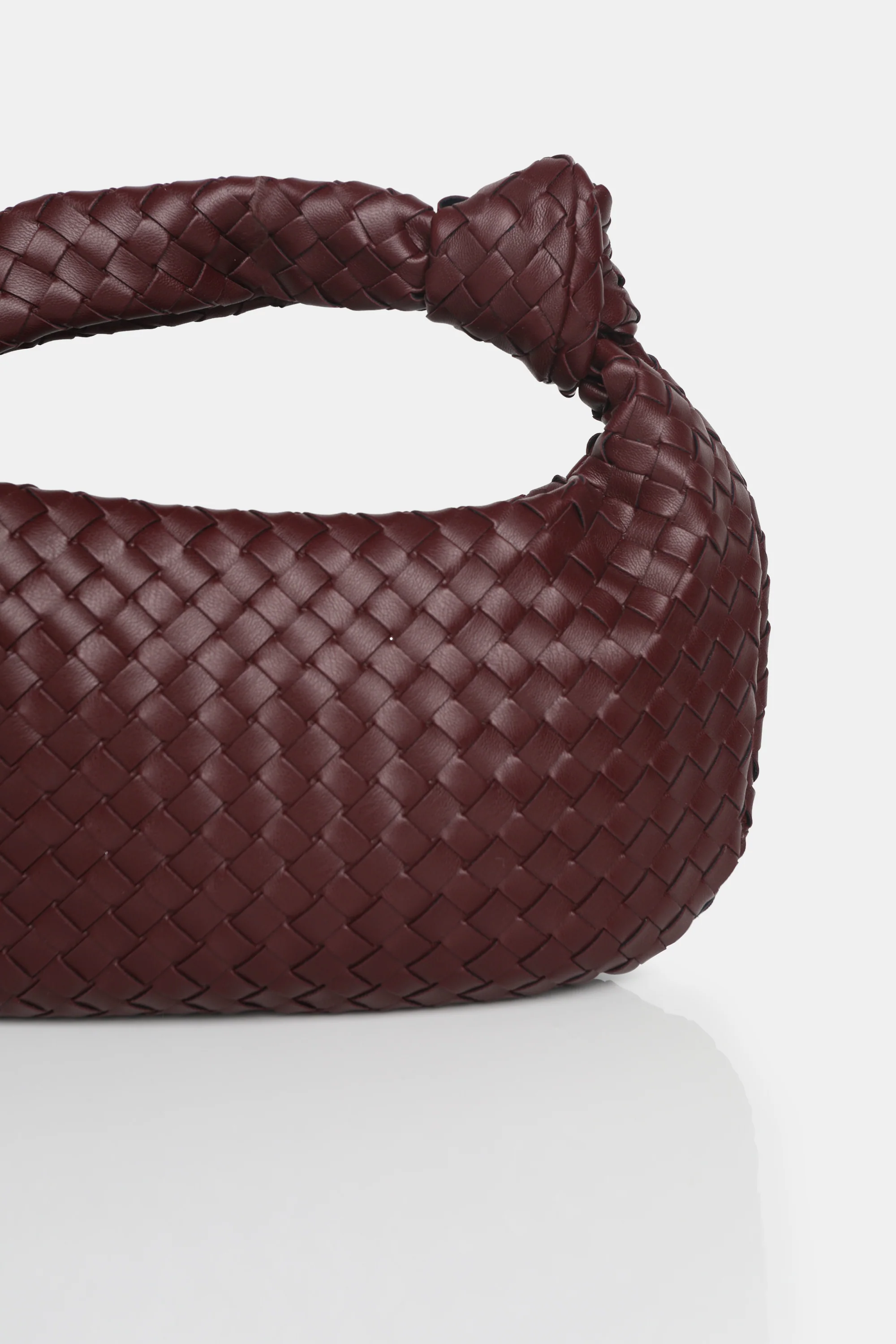 The Blame Burgundy Woven PU Knot Detail Mini Grab Bag - Image 3