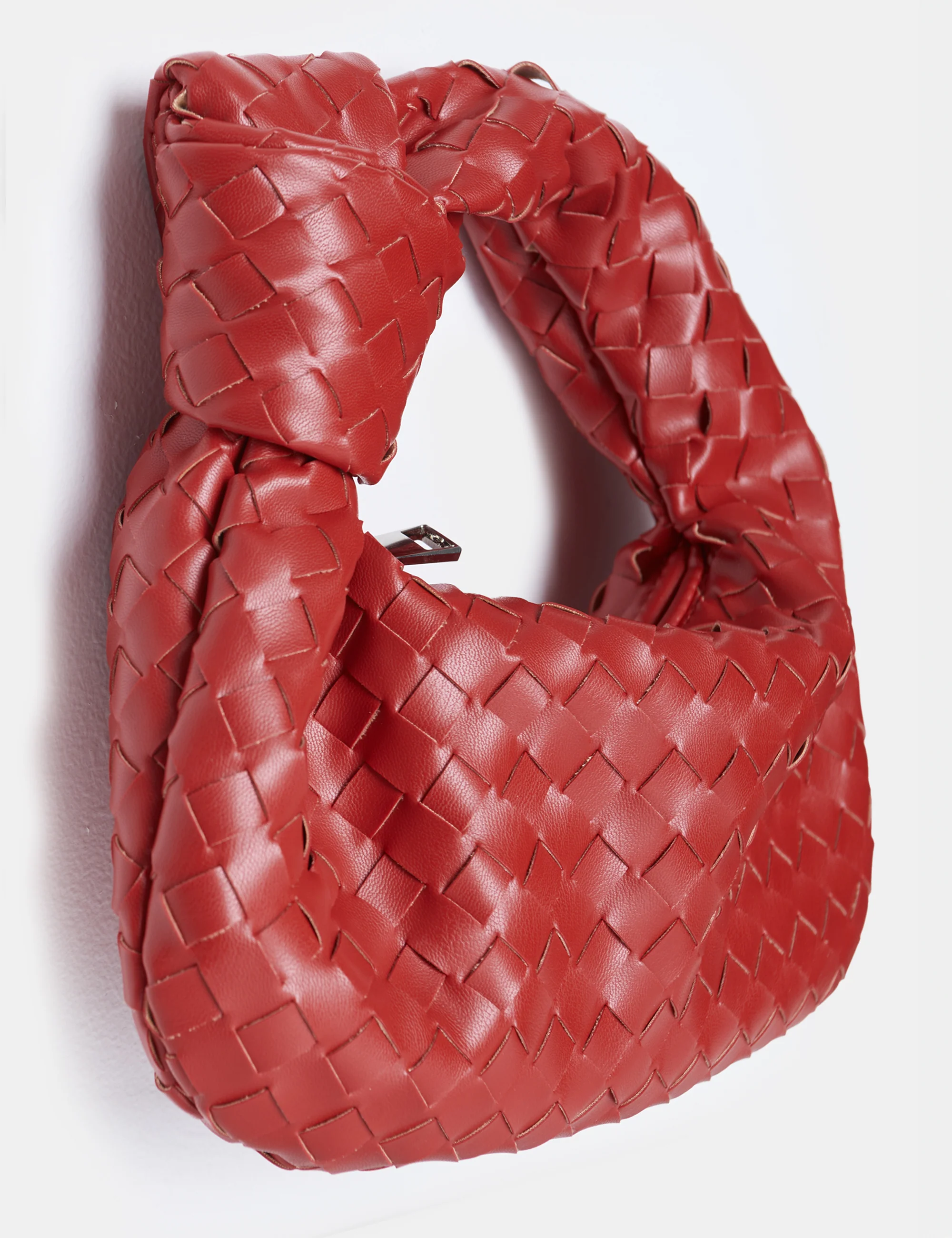The Blame Red Woven Pu Knot Detail Mini Pu Bag - Image 3