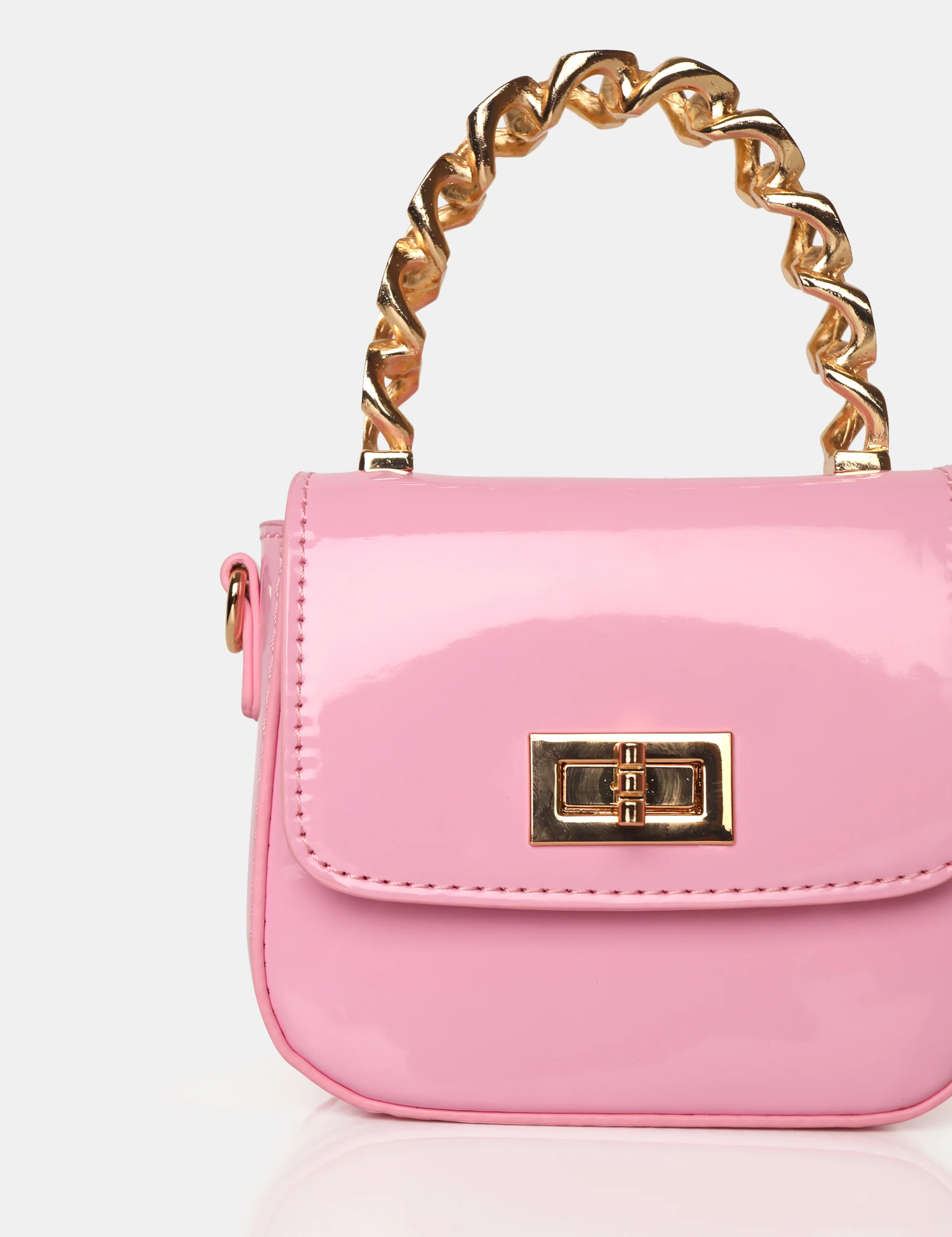 The Bridgerton Baby Pink Patenet Mini Bag - Image 3