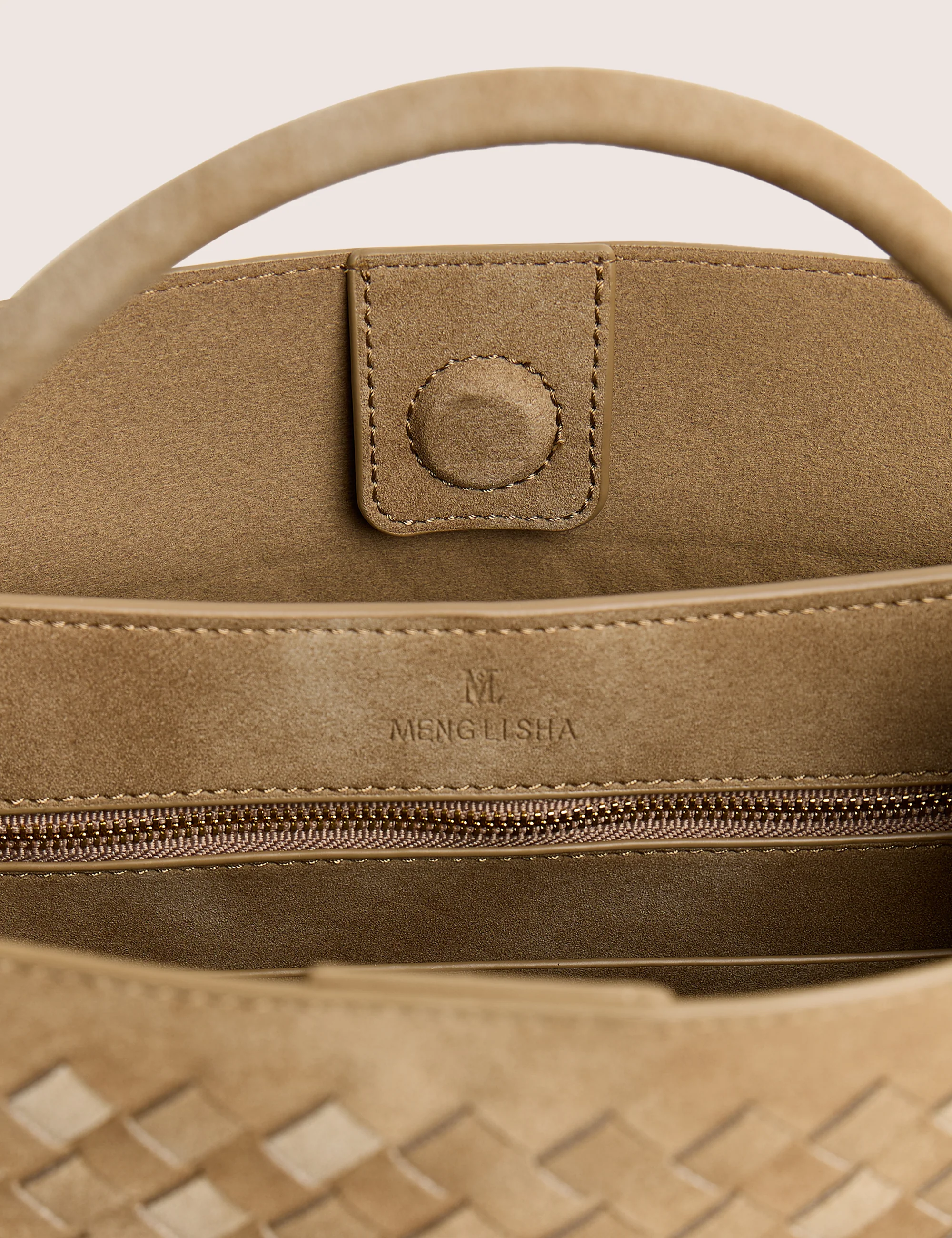The Daria Beige Suedette Weave Medium Tote Bag - Image 4