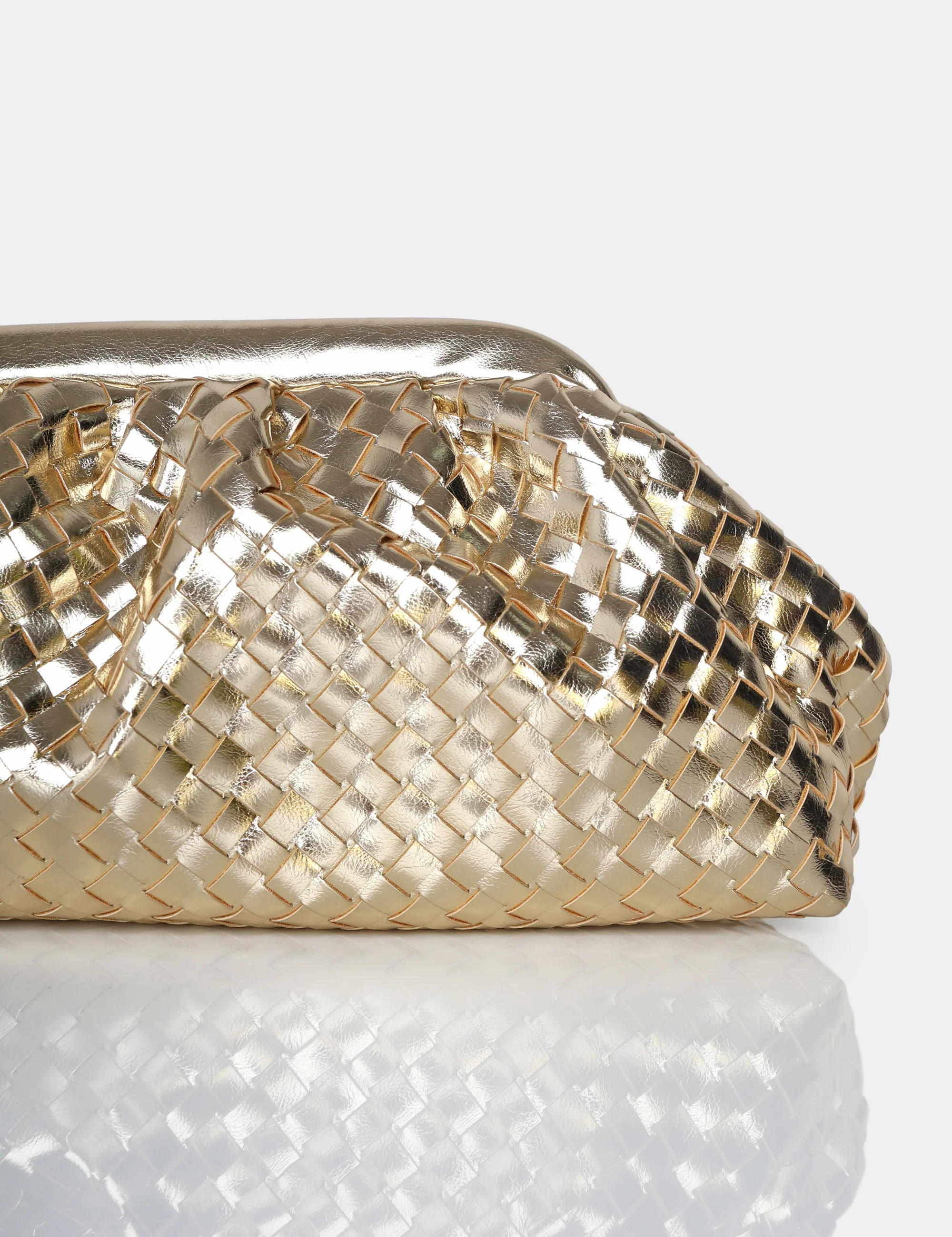 The Project Metallic Gold Weave Clutch Bag - Image 3
