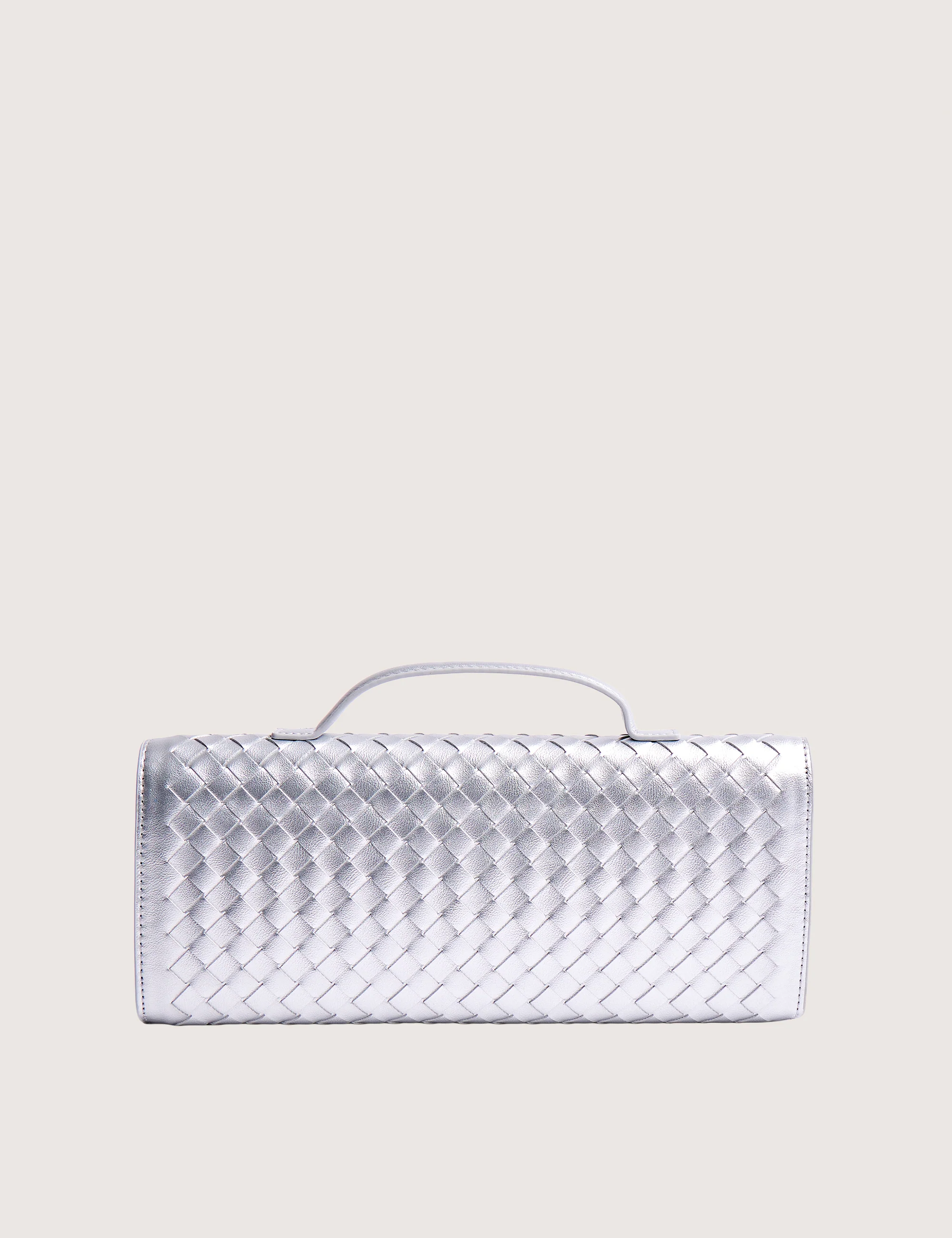 The Rose Metallic Silver Weave Rectangle Clutch Bag - Image 3