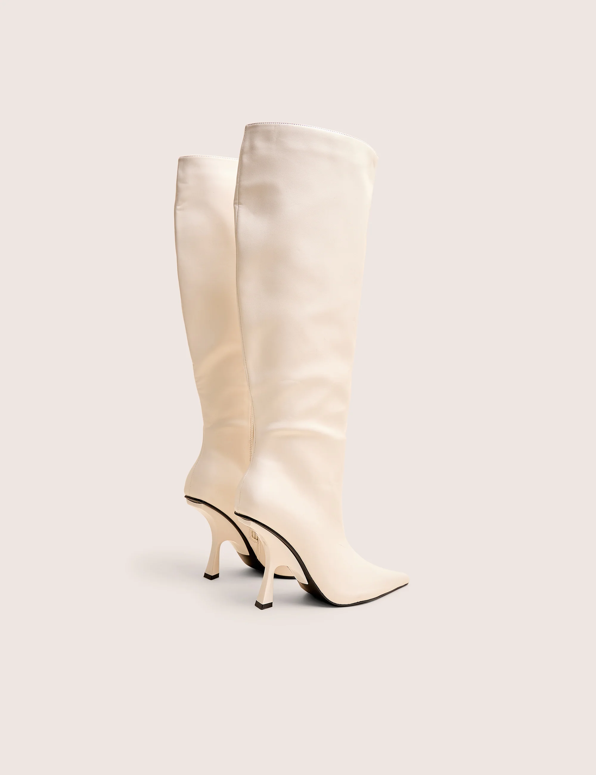 Third Date White Pointed Toe Knee High Boots - Image 3
