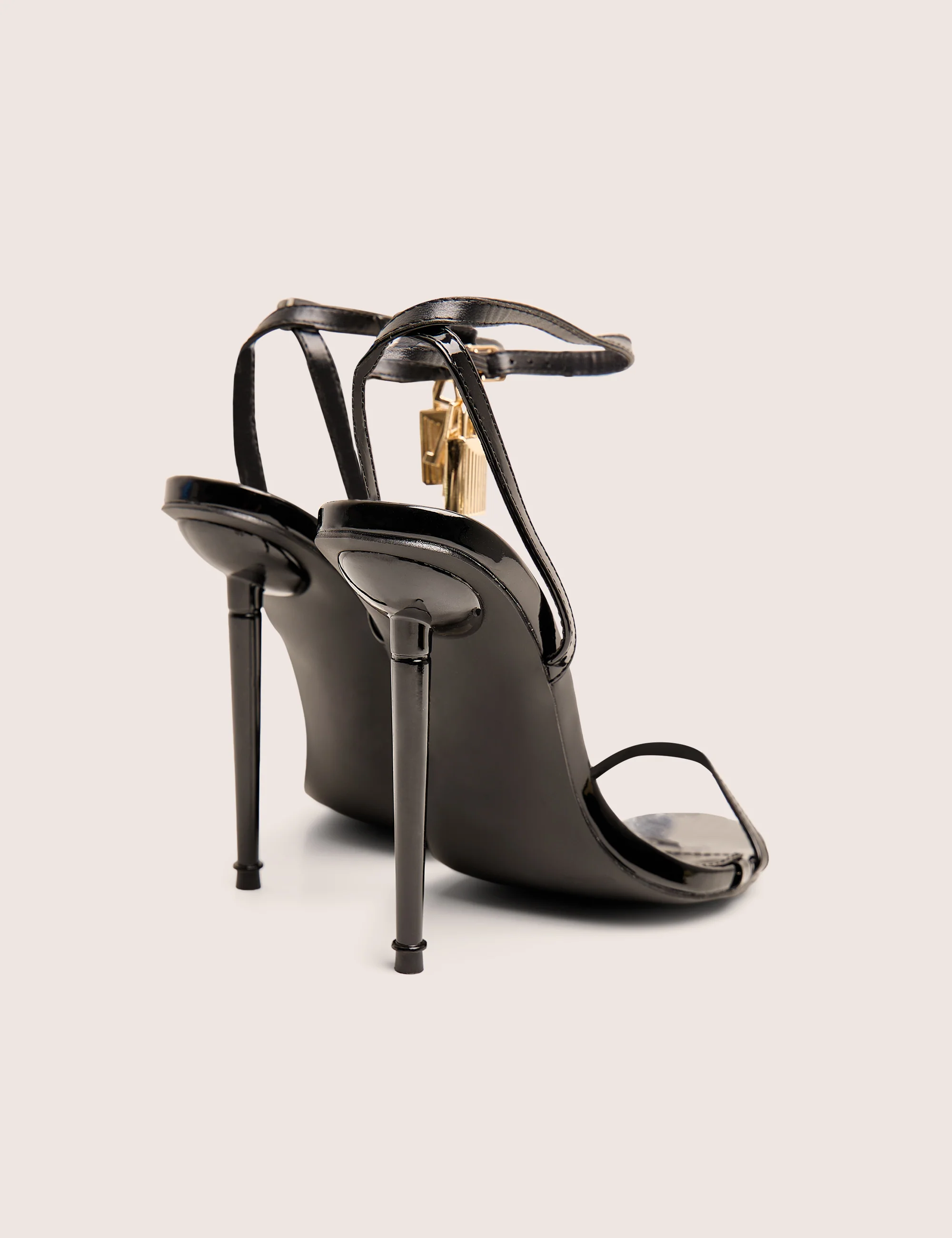 Ti Amo Black Padlock Detail Barely Heels - Image 3