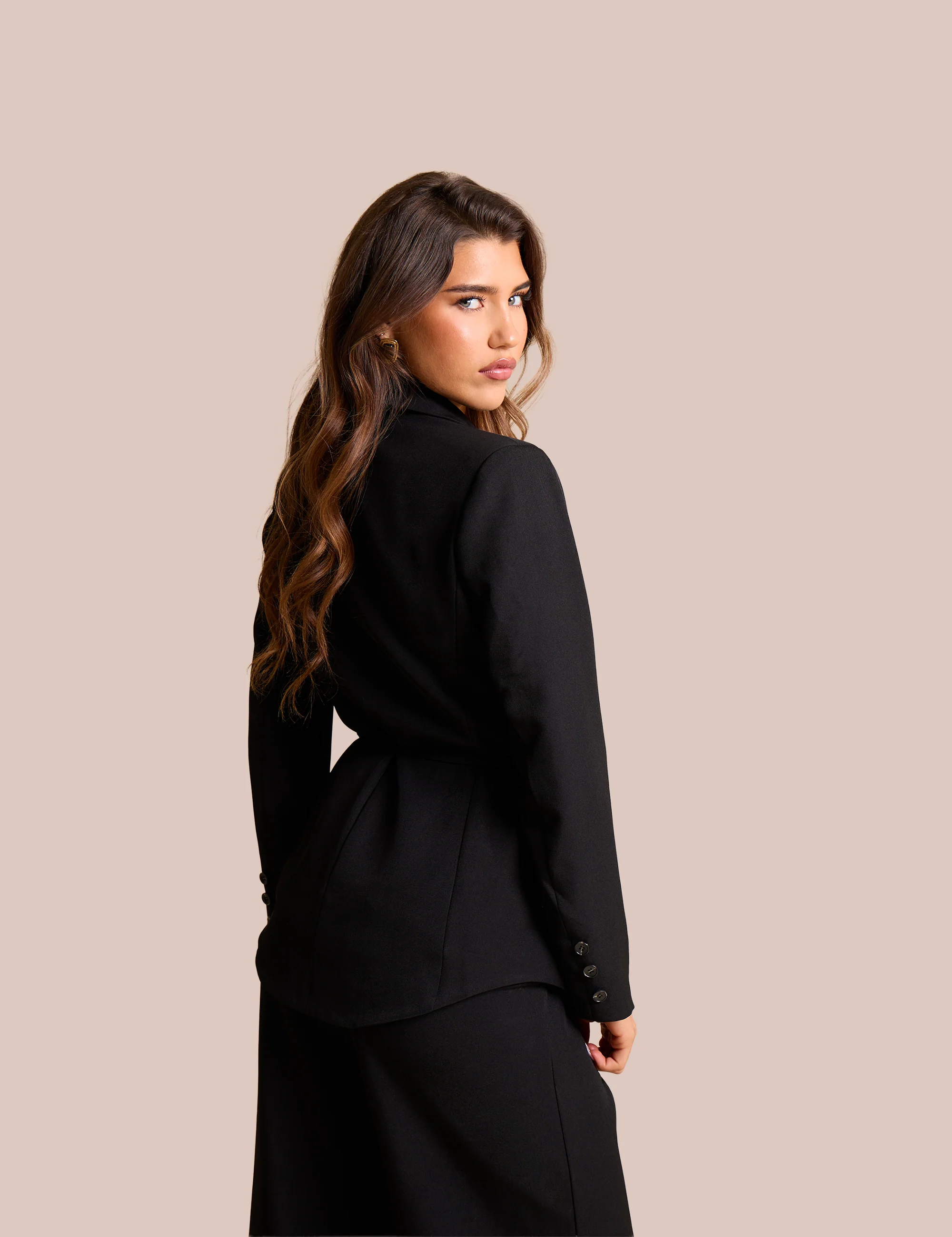 Tie Detail Single Breasted Blazer Black - Image 5