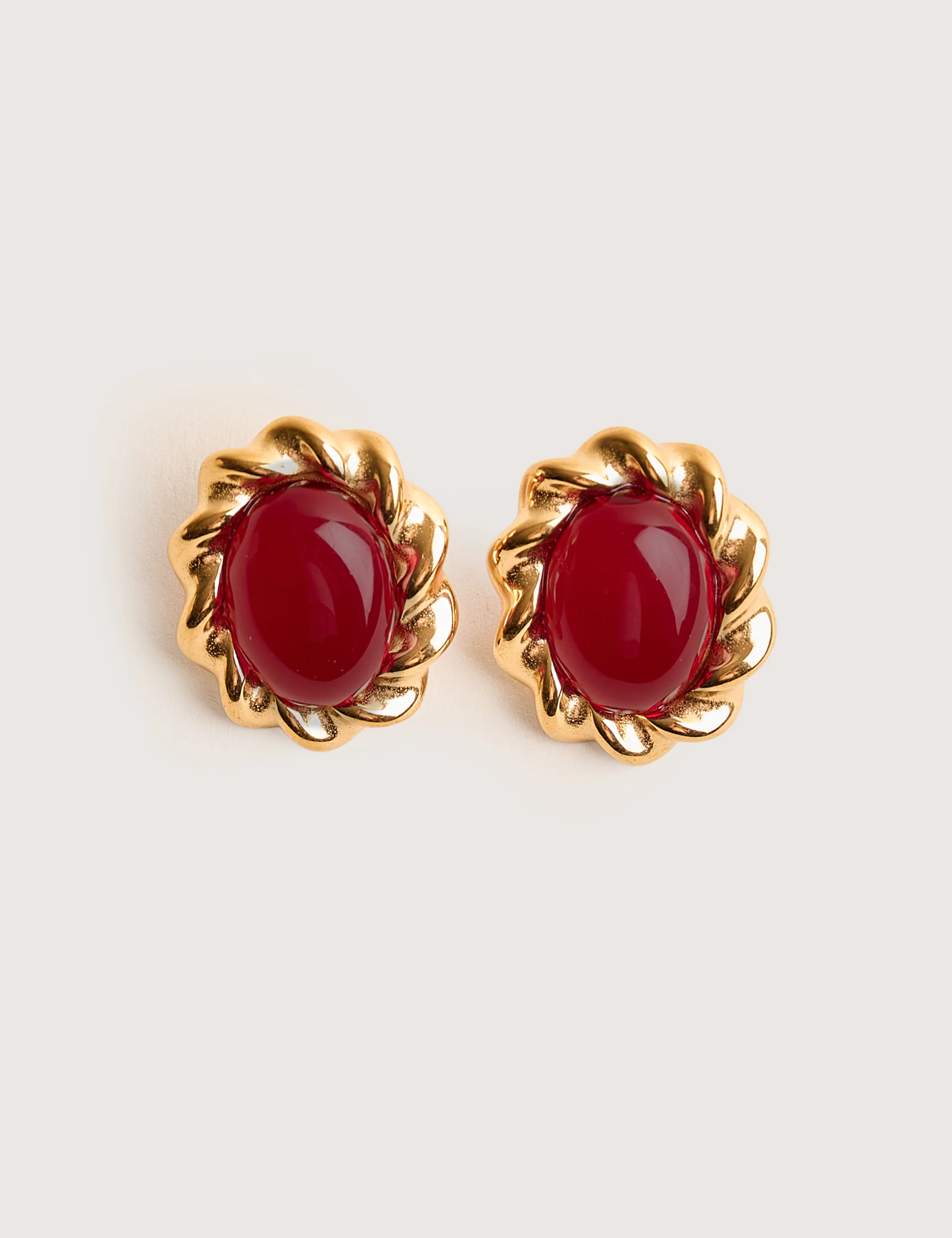 Twisted Knot Detail Jewelled Studs Red - Image 2