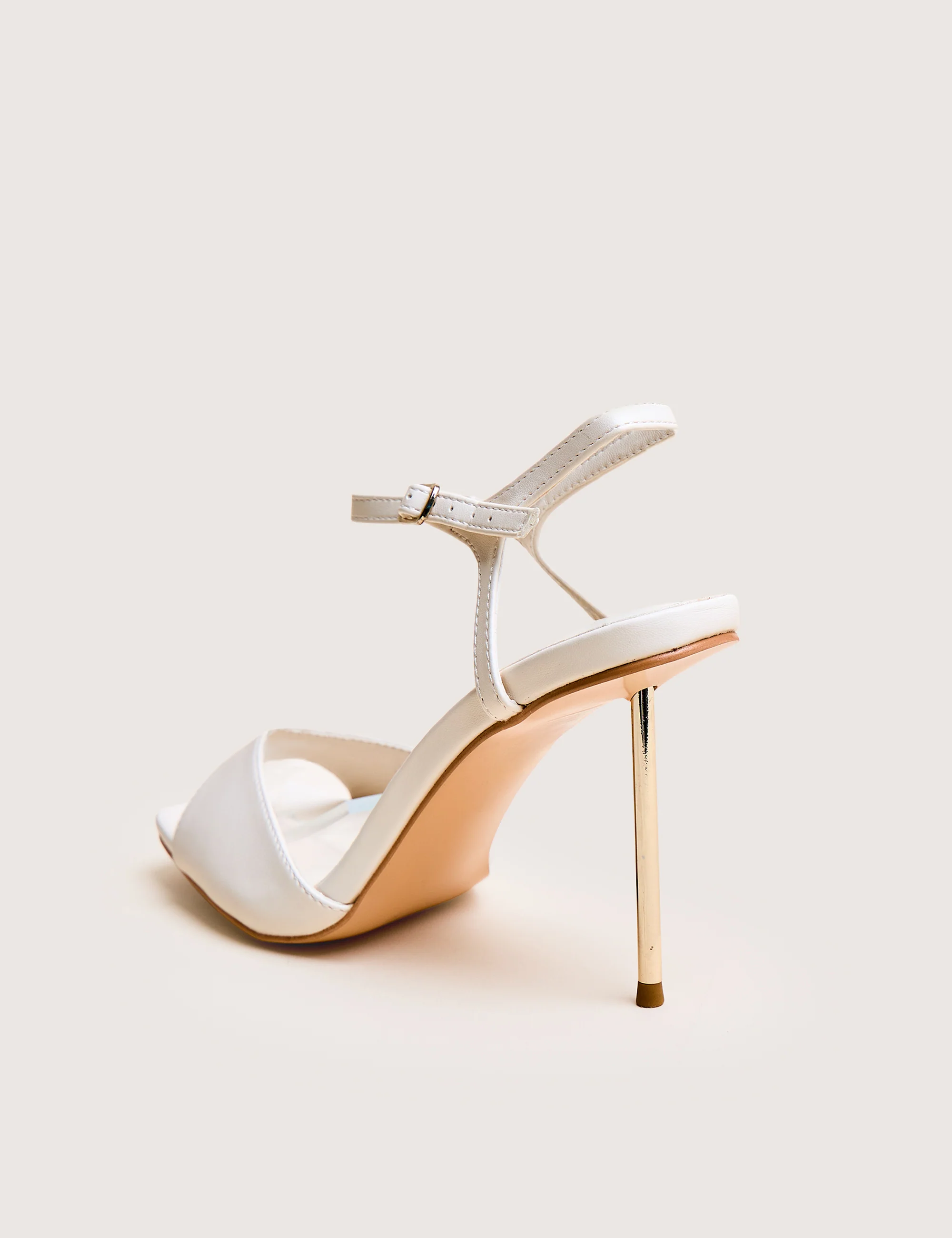 Vain Cream & Gold Pu Barley There Pencil Stiletto High Heels - Image 3