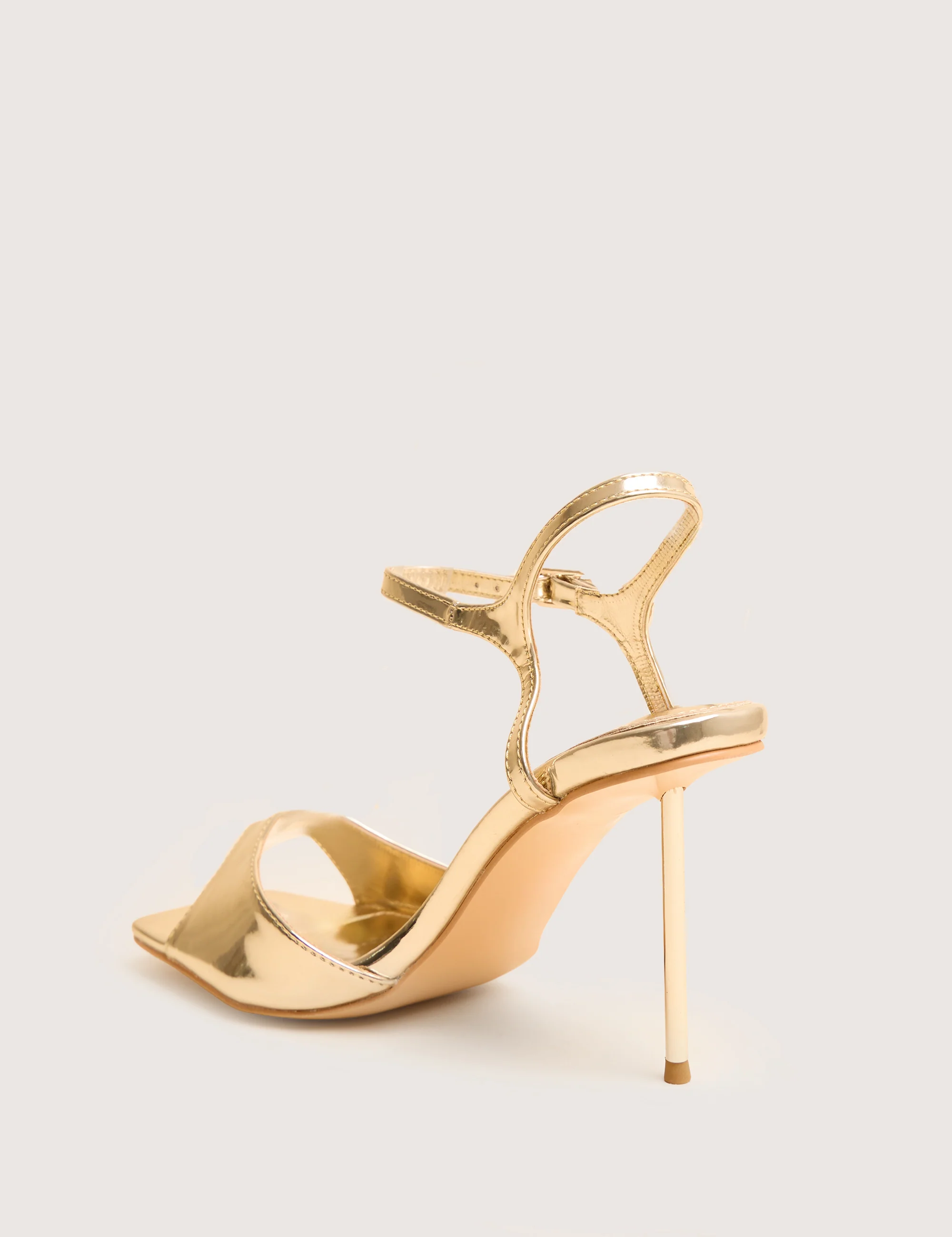 Vain Gold Mirror Pu Barley There Pencil Stiletto High Heels - Image 4