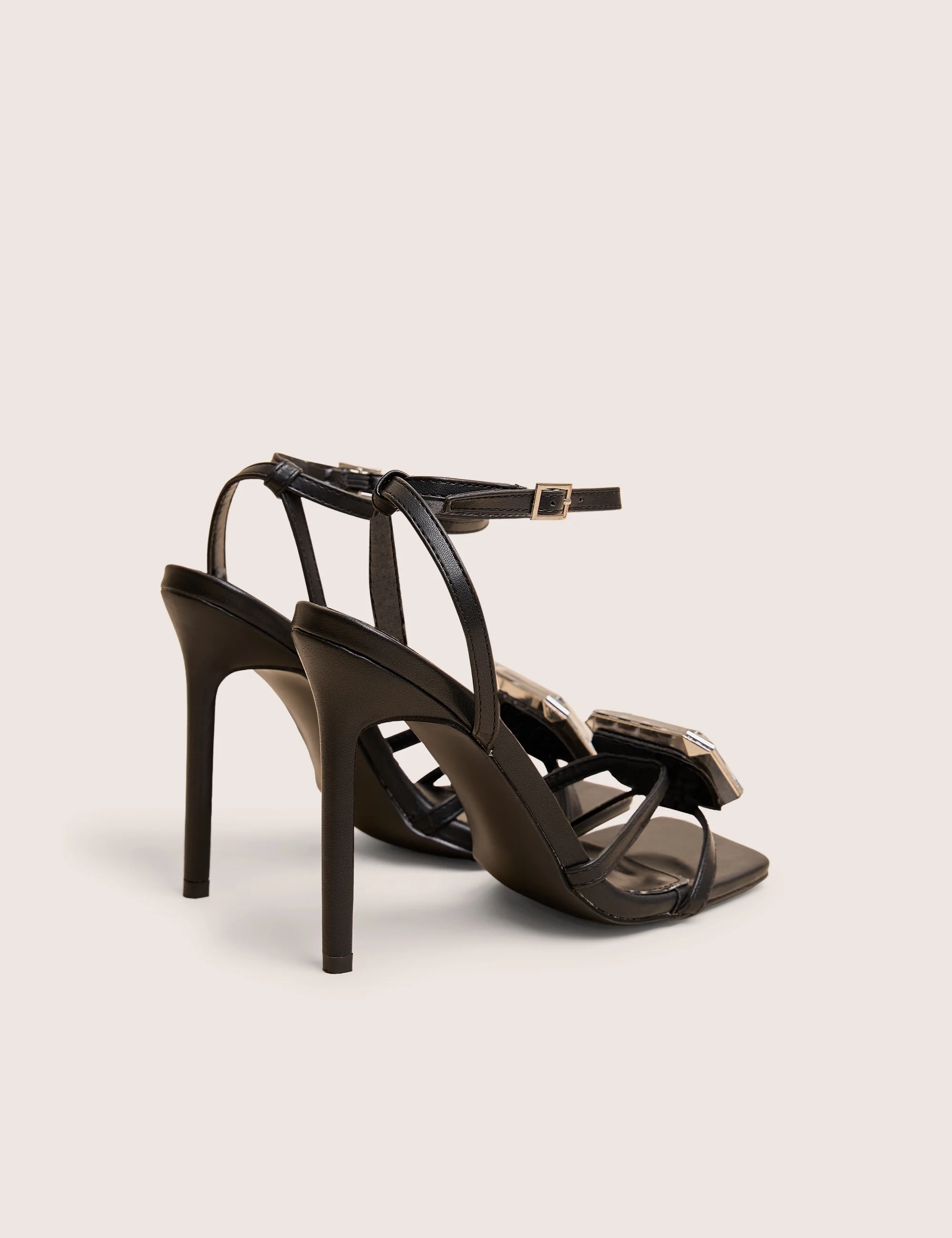 Vela Black Jewel Detail High Heel - Image 3