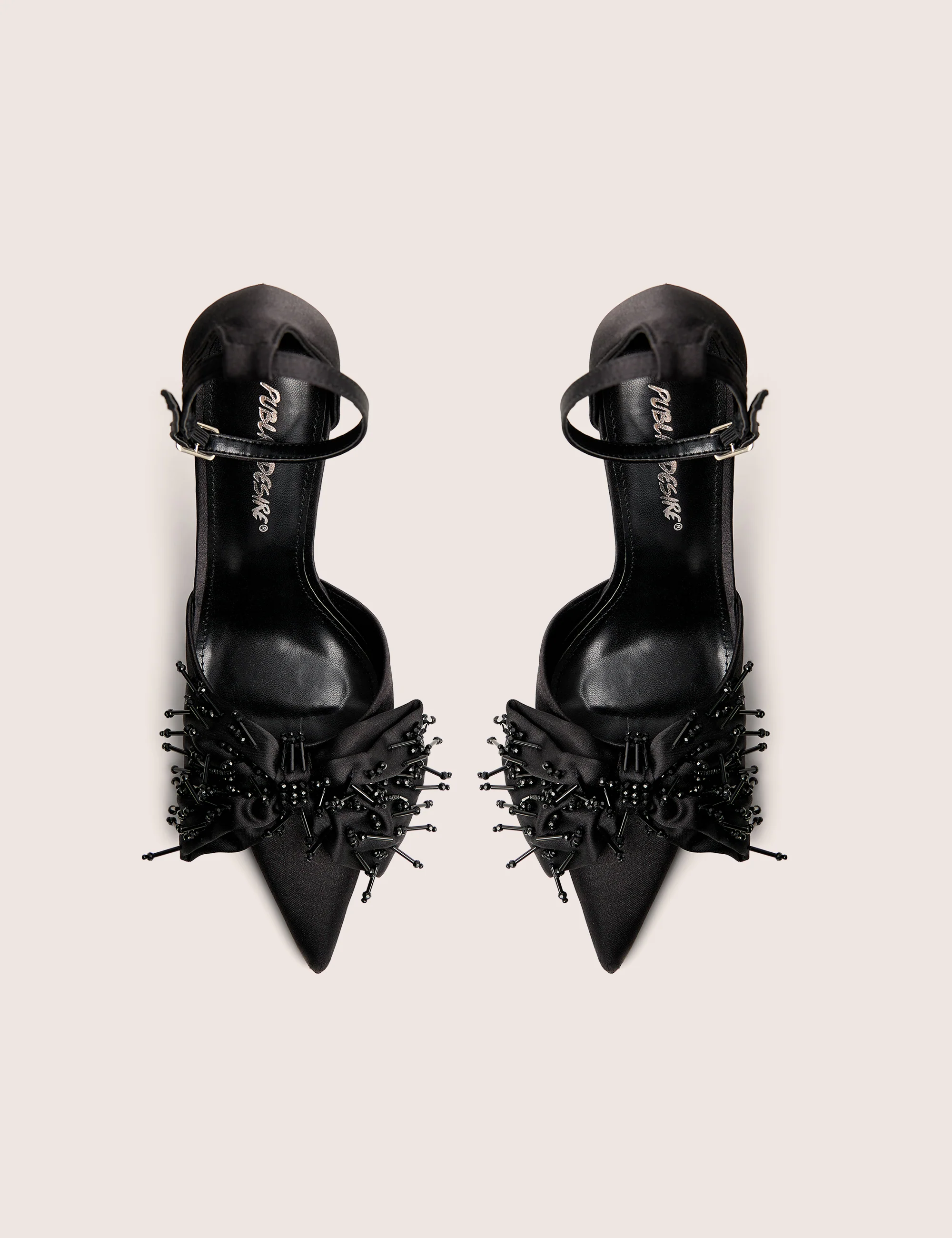 Verde Black Ankle Strap Bow Detail High Heels - Image 4