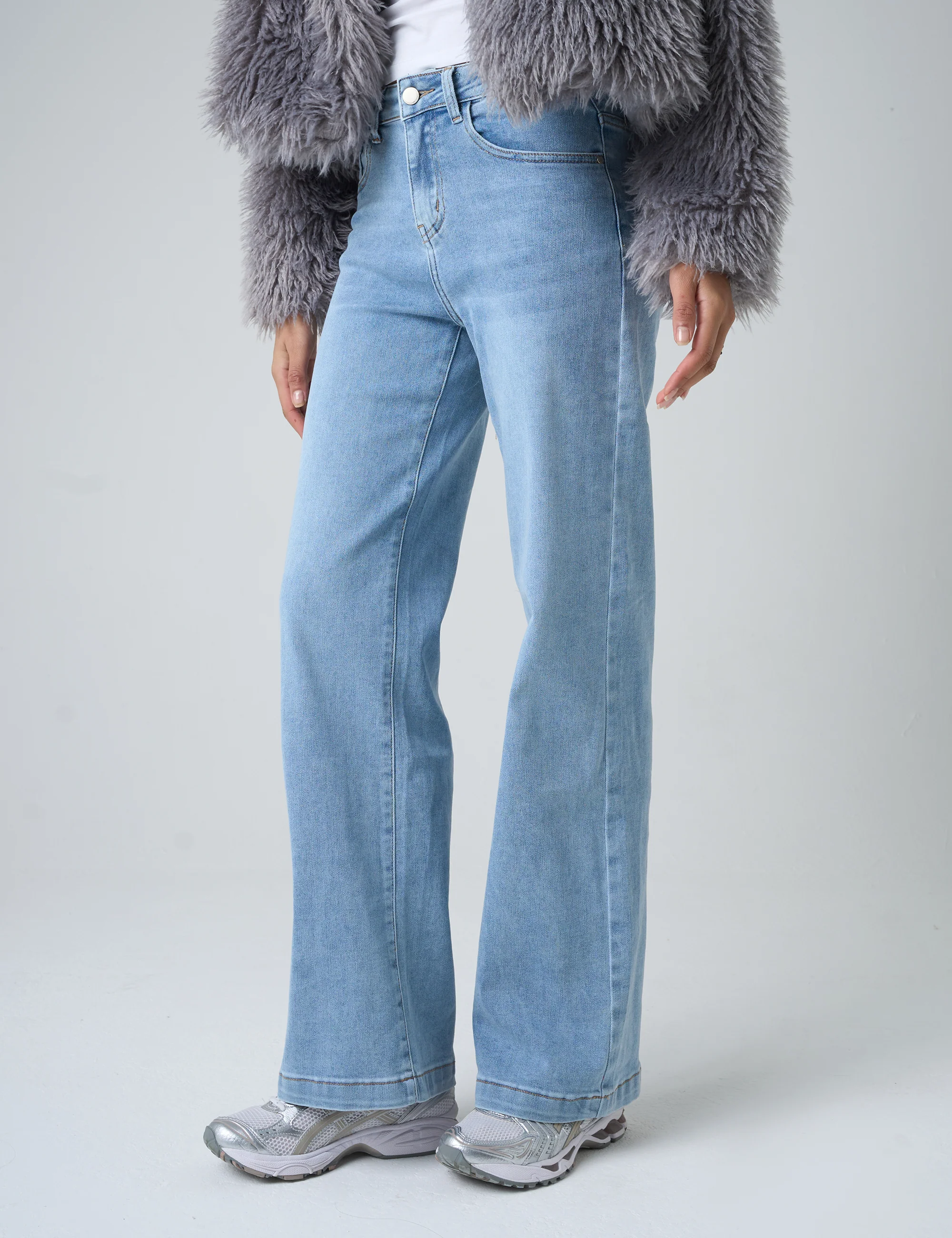 Wide Leg High Rise Denim Jeans Blue - Image 2