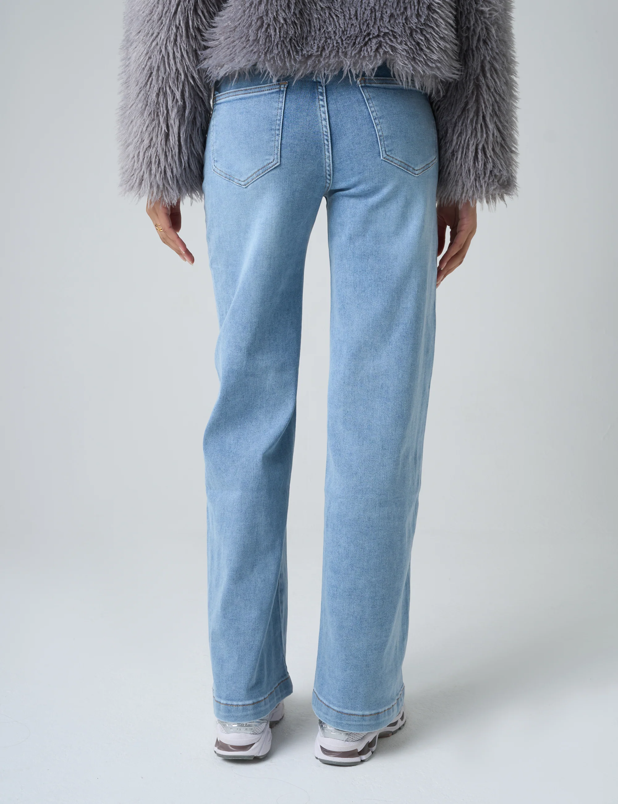 Wide Leg High Rise Denim Jeans Blue - Image 3