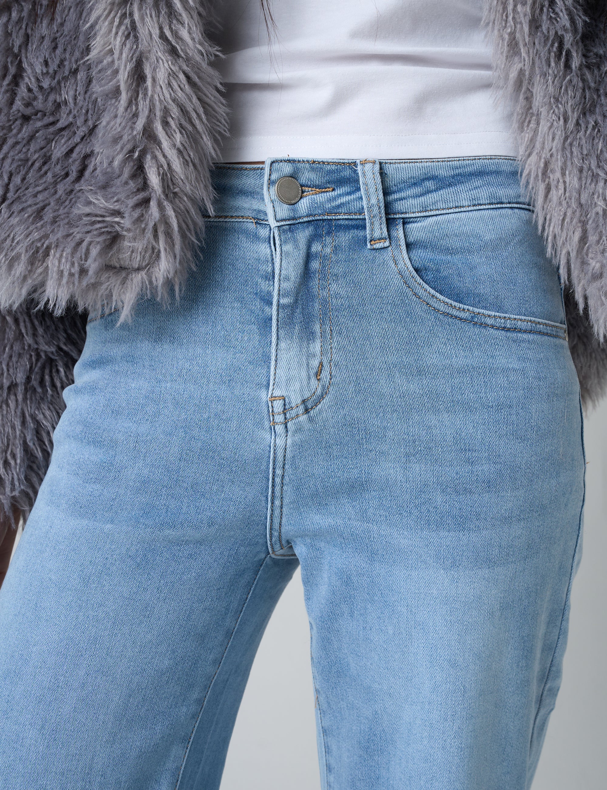 Wide Leg High Rise Denim Jeans Blue - Image 4