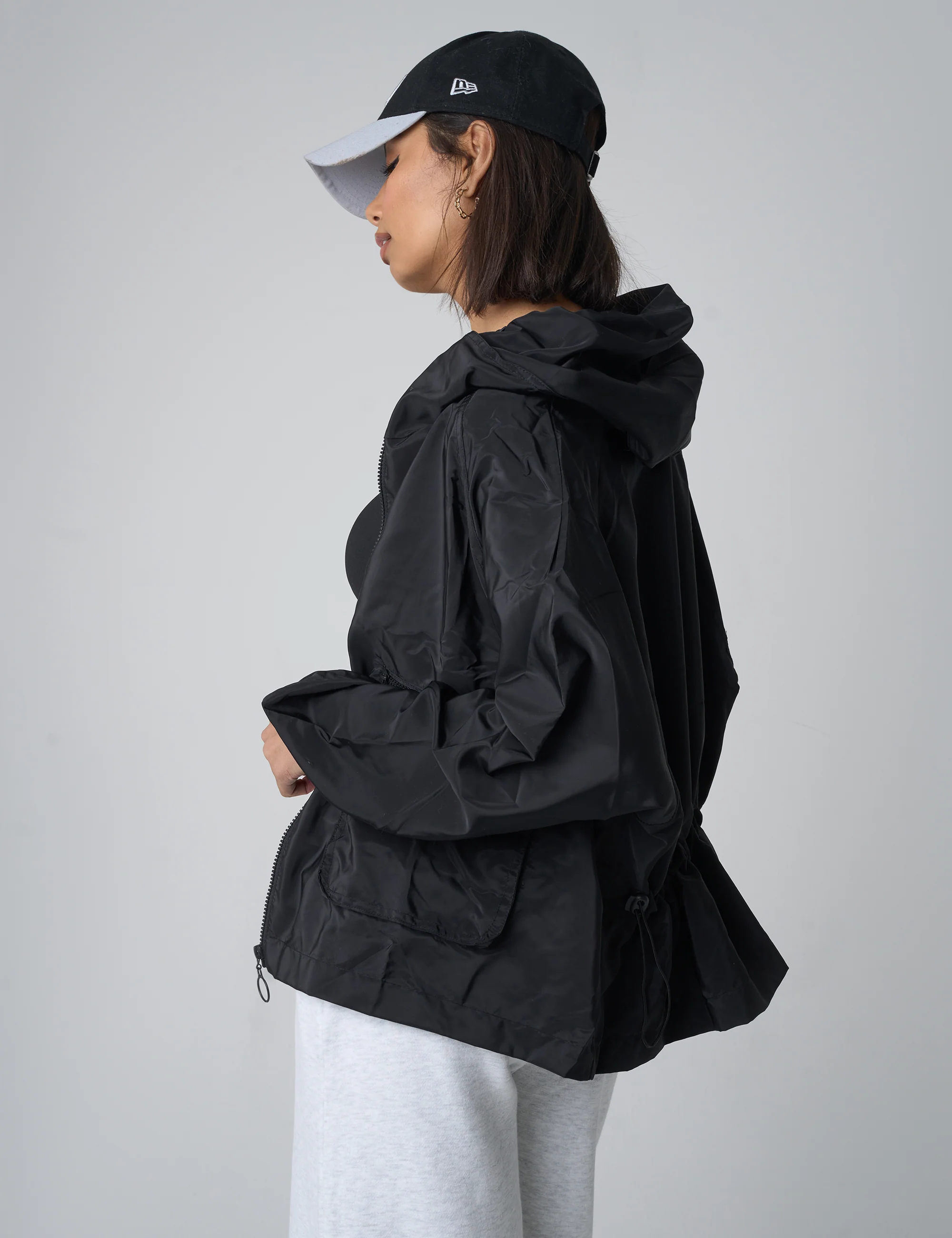 Tie Waist Detail Windbreaker Black - Image 3