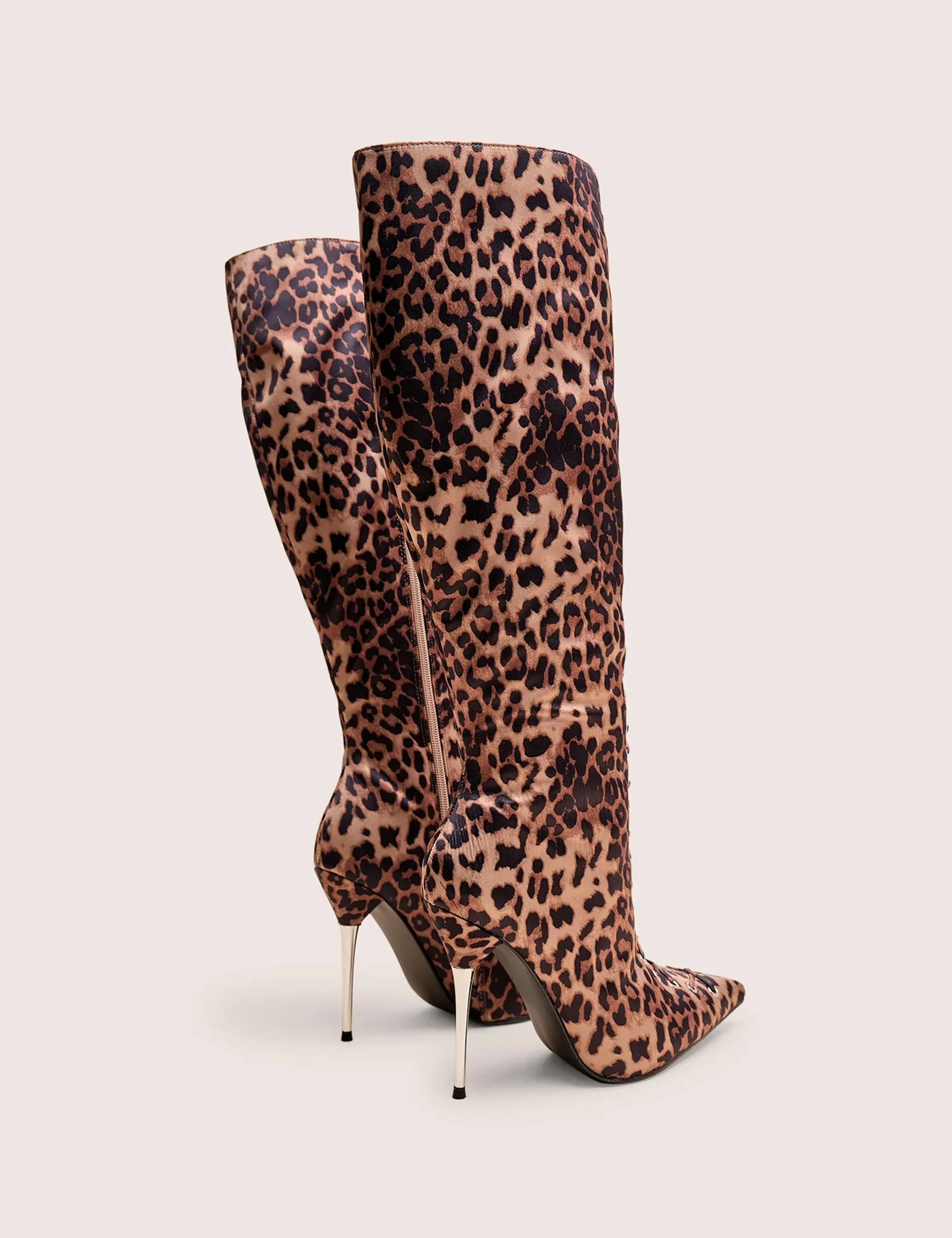 Witchcraft Leopard Lace Up Knee High Boots - Image 4