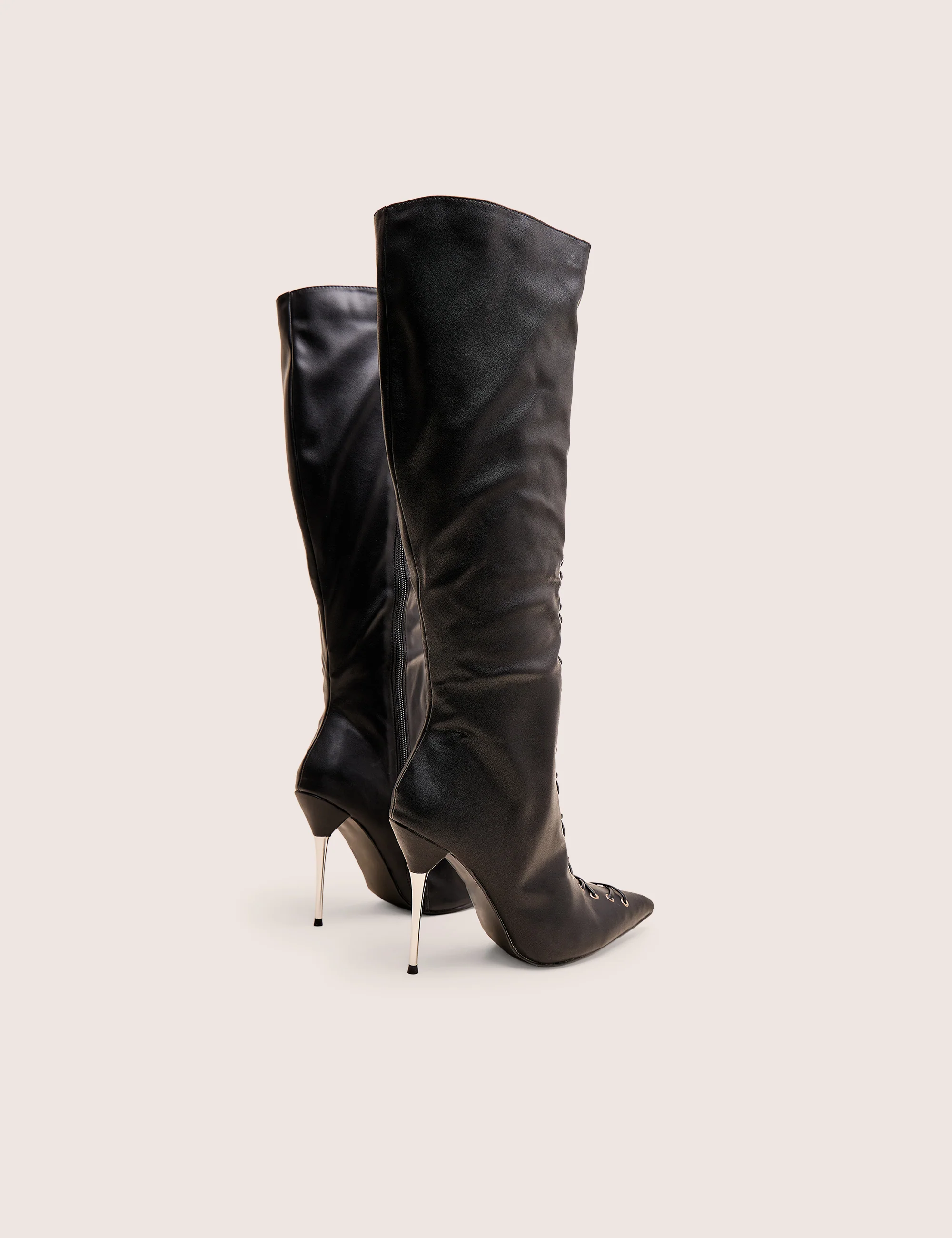 Witchcraft Black Lace Up Knee High Boots - Image 3