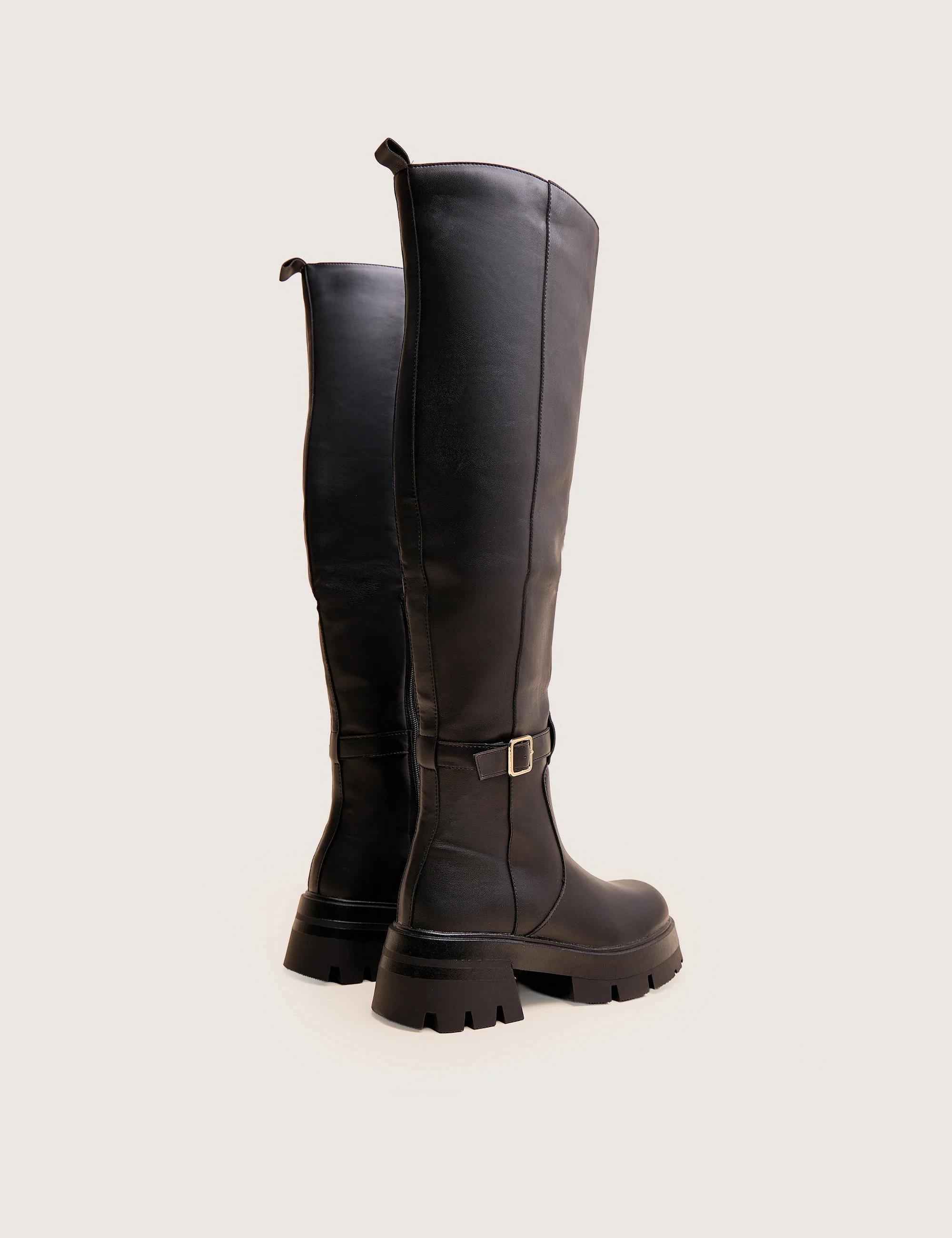 Zelda Black Pocket and Zip Detail Over the Knee Boots - Image 4