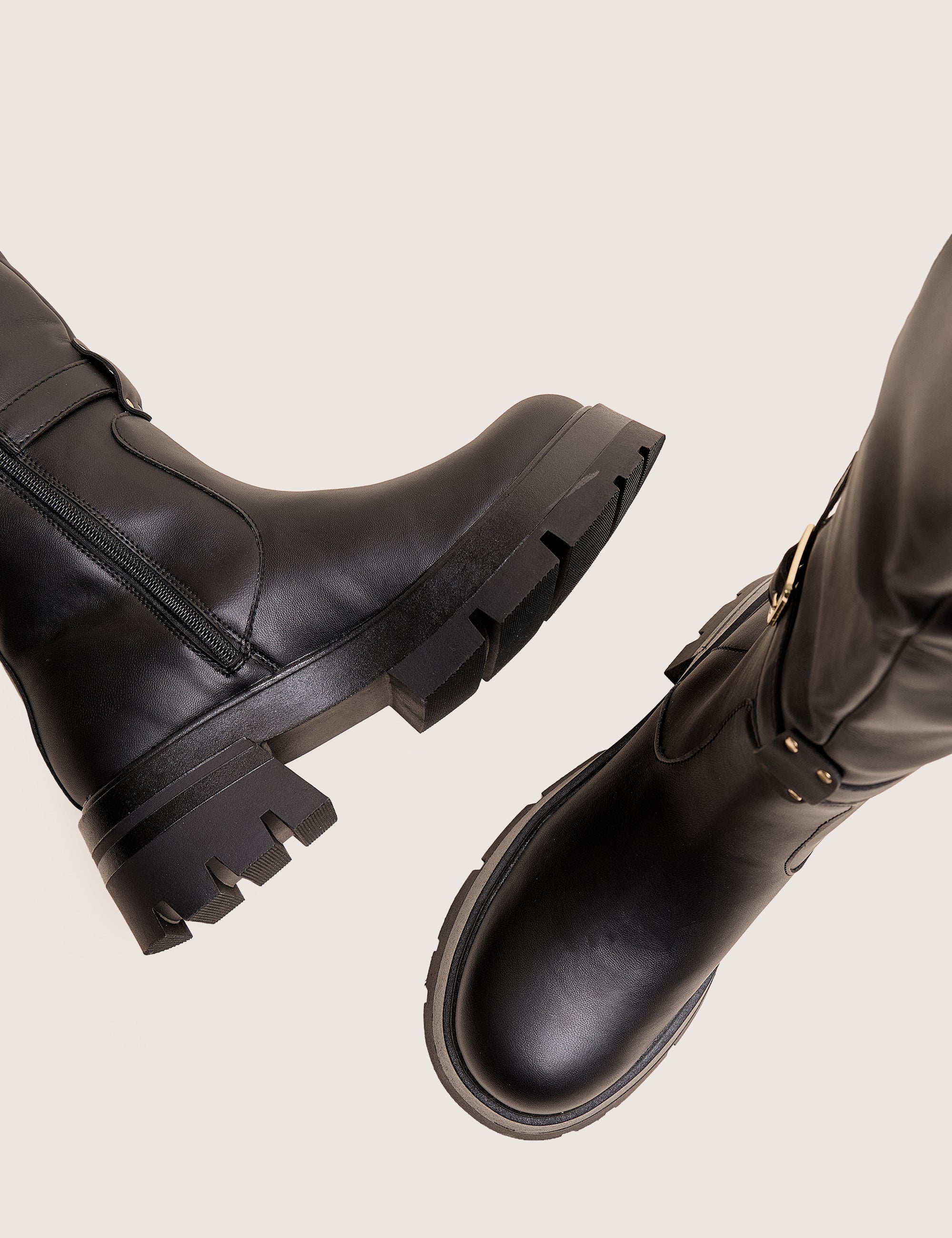 Zelda Black Pocket and Zip Detail Over the Knee Boots - Image 5