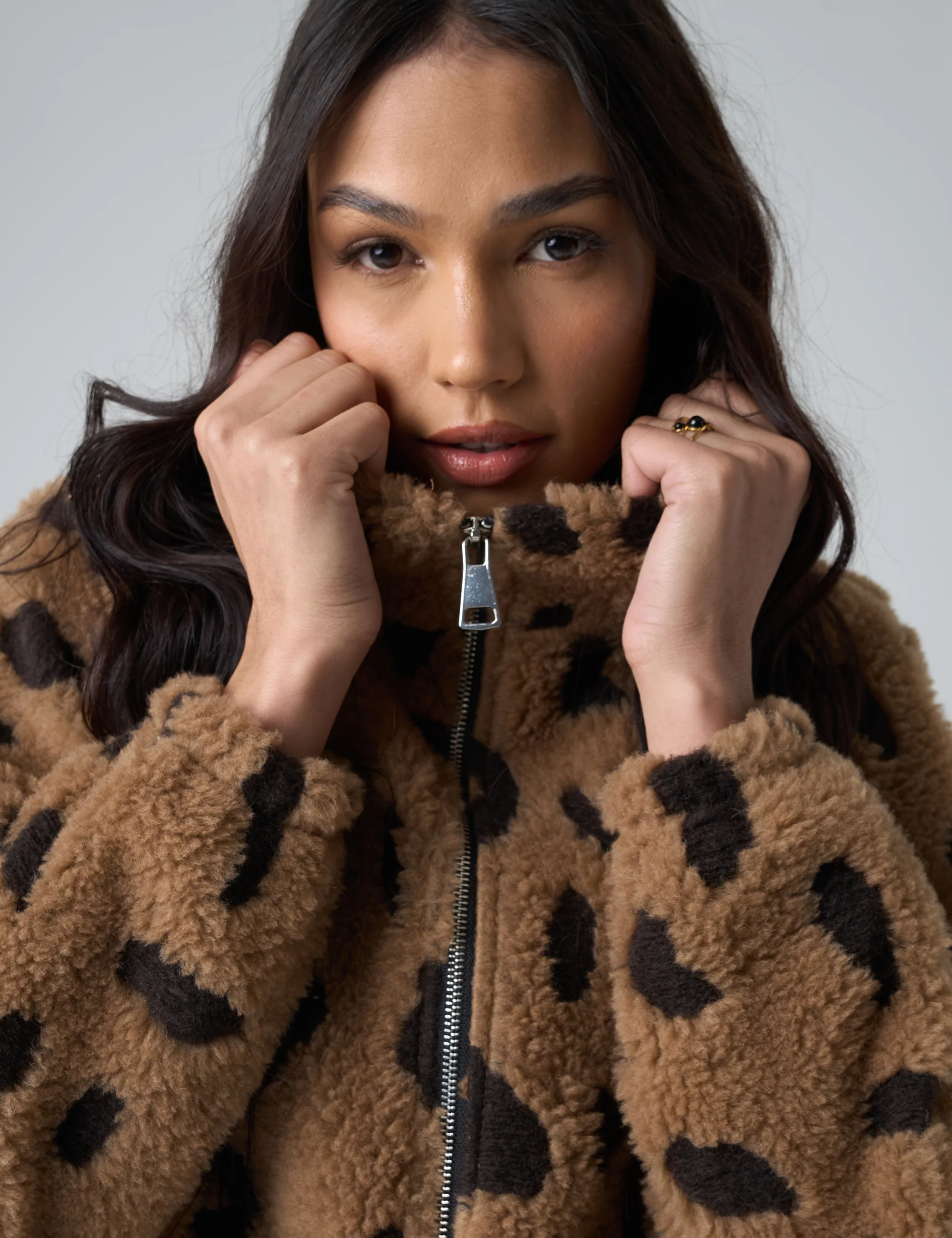 Zip Up Fleece Jacket Leopard - Image 3