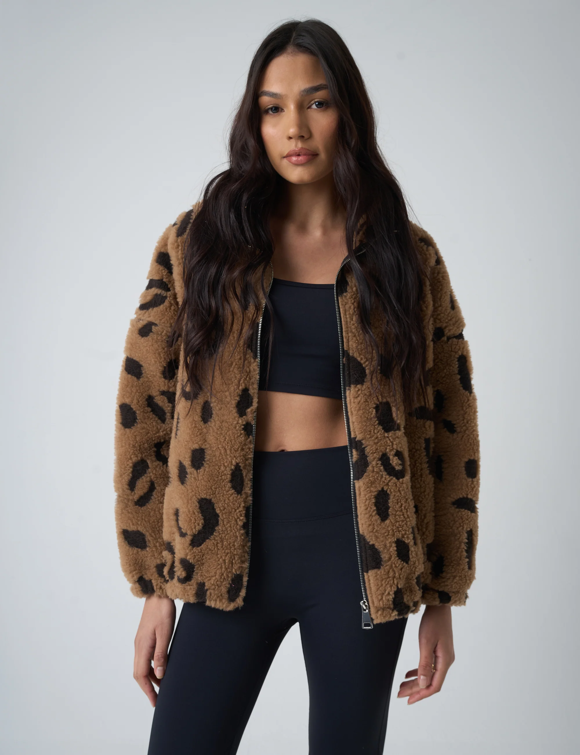 Zip Up Fleece Jacket Leopard - Image 4